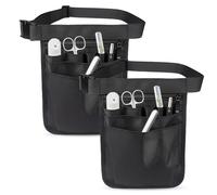 LEKEFETO 2 Pezzi Borsa da Infermiera con Scomparti Multipli e Cintura Regolabile, Tessuto Oxford Impermeabile Marsupio per Strumenti (Nero)