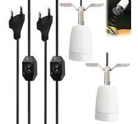 LEKEFETO 2 pezzi portalampada Heiz, lampada termica in ceramica E27 con interruttore e cavo da 1,8 m, girevole a 360°, base per lampada riscaldante, in ceramica, per anfibi, acquari, animali, colore