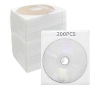 LEKEFETO 200 custodie per CD/DVD/BluRay per CD, custodie per CD, CD, CD, CD, CD, CD, con finestra di visualizzazione, per la conservazione di CD e DVD vergini (bianco)