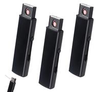 LEKEFETO 3 accendini elettronici: accendino elettrico antivento con porta USB, accensione a due lati, accensione senza fiamma, accendino USB ricaricabile, nero