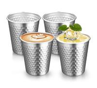 LEKEFETO 4 bicchieri in acciaio inox da 300 ml: impilabili in metallo senza manico, motivo a martello, tazze da campeggio, infrangibili per esterni, impilabili, per birra, succhi di frutta, acqua