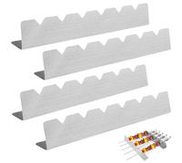 LEKEFETO 4 Pezzi Griglia Supporto per 6 Spiedini in Acciaio Inox - Accessori per Barbecue, Esterni, Campeggio ed Escursionismo