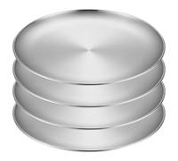 LEKEFETO 4 piatti in acciaio inox Φ 20 cm, piatti rotondi in acciaio inox, piatti da campeggio, piatti in acciaio inox, piatti da campeggio, piatti in acciaio inox, per campeggio, picnic, escursioni