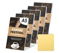 LEKEFETO 6 espositori da tavolo in formato A5, inclinati, in acrilico, formato A5, con nastro biadesivo per presentazioni pubblicitarie, per eventi di fiere