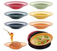 LEKEFETO 6 piatti per pasta profondi: set di piatti fondi da 23 cm in plastica riutilizzabile, piatti colorati per spaghetti, pasta, insalate, bistecche