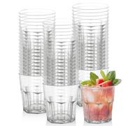 LEKEFETO 60 bicchieri di plastica riutilizzabili da 200 ml, in acrilico, trasparenti, in plastica rigida, impilabili, per Natale, feste, matrimoni