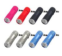 LEKEFETO 8 mini torcia a LED: torcia a LED per bambini, mini torcia a LED con 9 LED, impermeabile, piccola torcia tascabile in alluminio, per bambini, per emergenza, all'aperto, campeggio