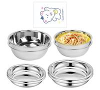 LEKEFETO 8 piatti in acciaio inox, ciotole, stoviglie rotonde in acciaio inox, set da 8 pezzi, piatti in acciaio inox, piatti e ciotole per campeggio, picnic, escursioni, cucina, feste