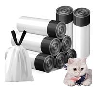 LEKEFETO 8 rotoli di sacchetti per lettiera per gatti: 160 pezzi, 45 * 50 cm, sacchetti per lettiera per gatti con fasce elastiche per un facile cambio della lettiera