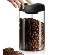LEKEFETO Barattolo per caffè con coperchio sottovuoto: barattolo di vetro da 1200 ml con coperchio nero, conservazione sostenibile, contenitore per caffè sottovuoto, ermetico per tè, noci, cacao