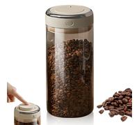LEKEFETO Barattolo per caffè ermetico in vetro, 1700 ml, con valvola di scarico e indicazione della data, contenitore da caffè da 600 g, per chicchi di caffè, noci, cacao, foglie di tè, grani