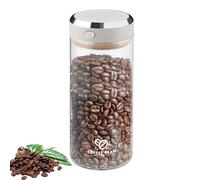 LEKEFETO Barattolo per caffè ermetico in vetro da 1,7 l, con coperchio sottovuoto, ermetico con valvola di scarico e indicazione della data, per chicchi di caffè, polvere, tè, noci, caffè