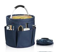 LEKEFETO Borsa Portaoggetti, Cestino Attrezzi in Tessuto Oxford con Manico e 6 Tasche Laterali, Borsa Attrezzi da Giardino Pieghevole Impermeabile per Escursionismo, Casa(Blu Navy, 28 x 28 cm)