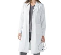 LEKEFETO Camice da laboratorio bianco Cappotto medico: camice da laboratorio, cotone da uomo, camice bianco con bottoni, 3 tasche, igiene a maniche lunghe, cappotto chimico, abbigliamento protettivo,
