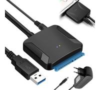 LEKEFETO Cavo adattatore SATA a USB 3.0 per HDD/SSD da 2,5/3,5" - Include adattatore di alimentazione da 12 V/2 A, 6 Gbps ad alta velocità, convertitore esterno per dischi rigidi (Windows/Mac/Linux)