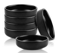 LEKEFETO Ciotola di soia in ceramica, 6 pezzi di ciotole per salse, ciotole in ceramica, ciotole per spezie, ciotole nere per contorni, sushi, ketchup, barbecue (nero)