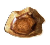 LEKEFETO Ciotola per frutta in legno naturale: ciotola di legno irregolare creativa, insalatiera in legno, fatta a mano, per frutta, insalate, caramelle e snack, 20-24 cm