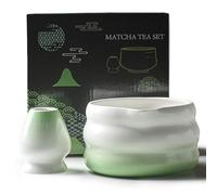LEKEFETO Ciotola per matcha in 2 pezzi: ciotola per matcha giapponese da 18,6 OZ realizzata a mano per la cerimonia matcha, ciotola in ceramica matcha con beccuccio e porta frusta