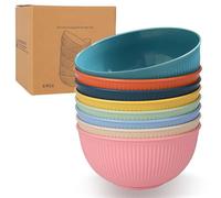 LEKEFETO Ciotole per cereali, 8 pezzi, in plastica, infrangibili, riutilizzabili, per insalata, per zuppa, microonde e lavastoviglie, cassaforte, 8 colori, 680 ml