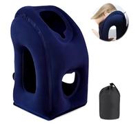 LEKEFETO Cuscino da viaggio gonfiabile, cuscino gonfiabile, cuscino da viaggio, cuscino per cervicale, comodo supporto per testa e mento per auto, aereo, viaggio, campeggio (blu navy)