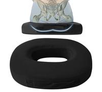 LEKEFETO Cuscino ortopedico rotondo, a ciambella in memory foam, cuscino ortopedico, nero, per promuovere la circolazione sanguigna, allevia il dolore, ufficio, seggiolino auto