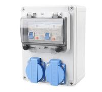 LEKEFETO Distributore di corrente da parete con interruttore FI, interruttore: presa monofase CEE 16A 3P e presa Schuko, distributore di corrente 230 V, distributore di presa 16 A con interruttore FI