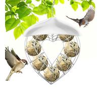 LEKEFETO Distributore di mangime per uccelli a forma di cuore: supporto per palline di grasso da appendere con tetto, mangiatoia per cime, colonna per uccelli e balconi