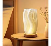 LEKEFETO Lampada da comodino e tavolo, decorazione 3D con base in legno e supporto per fiori, illuminazione bianca calda per soggiorno e camera da letto