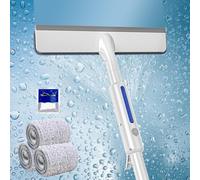 LEKEFETO - Lavavetri 3 in 1, con funzione spray e manico telescopico: set professionale per la pulizia delle finestre su entrambi i lati, 30 cm, 3 panni in microfibra per la doccia