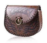 LEKEFETO Marsupio medievale vintage in ecopelle con goffratura, borsa medievale portatile, per LARP Ren Faire, per uomo e donna, colore marrone, marrone, medievale