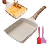 LEKEFETO Padella per Omelette Giapponese, Padella Tamagoyaki con Spatola in Silicone e Pennello, Antiaderente Padella Rettangolare per Frittate Giapponesi, per Tutti i Tipi di Fornelli, Bianco