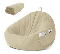 LEKEFETO Poltrona a sacco per bambini, rivestimento per pouf, senza imbottitura, per donne e interni, relax, camera da letto, 80 x 90 cm, bianco off-white