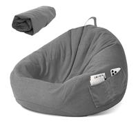 LEKEFETO - Poltrona a sacco per bambini, rivestimento per pouf, senza imbottitura, per interni e donne, relax, camera da letto, 80 x 90 cm, Grigio
