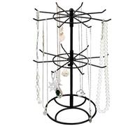 LEKEFETO Portagioie girevole con 16 ganci: supporto per catena per gioielli, girevole a 2 livelli, rimovibile, per collane, bracciali, anelli, orecchini