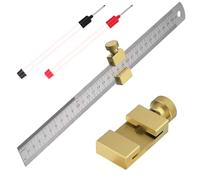 LEKEFETO Righello in Ottone e Acciaio da 300mm con Anschlag in Metallo: Righello in Acciaio Inox per Anschlag, Linealanschlag, Righello per Combinazione di Angoli, per Lavorazione del Legno, Fai da Te