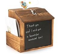 LEKEFETO Scatola di suggerimenti in legno con serratura e lavagna, con serratura a chiave per montaggio a parete, scatola per donazioni per ufficio, scuola, centro clienti, ospedale (marrone)