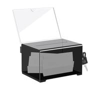 LEKEFETO Scatola portaconfetti acrilica: chiudibile a chiave, scatola in acrilico con chiave, scatola di suggerimenti con porta insegna, scatola di azione per votazioni, concorsi, 155 x 109 x 96 mm,