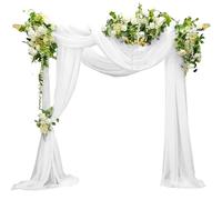 LEKEFETO Set di 2 archi per matrimoni, 75 x 600 cm, in tulle trasparente, decorazione per archi di nozze, cerimonie