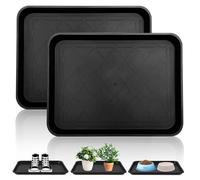 LEKEFETO Set di 2 vassoi per scarpe, grandi scolapiatti, in plastica con bordo rialzato, per animali domestici, giardino, scarpe, per interni ed esterni, colore nero, 42 x 32 x 3 cm