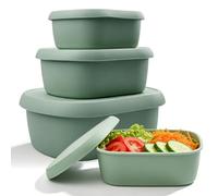 LEKEFETO Set di 3 stoviglie per microonde: contenitori per conservazione per riscaldamento con coperchio, set di pentole 0,6L, 0,3L, 0,2L, utilizzabili come contenitore per dispensa, contenitore per