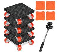 LEKEFETO Set di 4 ruote per trasporto mobili con sollevatore, ruote per mobili, carrello per mobili pesanti con strumento di sollevamento per trasloco di mobili pesanti, capacità di carico 400 kg