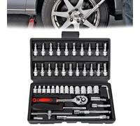 LEKEFETO Set di 46 chiavi a cricchetto piccole: chiave a cricchetto reversibile Cr-V in acciaio con cricchetto reversibile da 1/4", set di punte per chiavi a bussola, per lavori su biciclette e