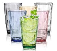 LEKEFETO Set di 6 bicchieri colorati da 500 ml, set di bicchieri da acqua vintage in acrilico, per succhi di frutta, bevande, bicchieri in acrilico riutilizzabili, bicchieri in plastica infrangibili e