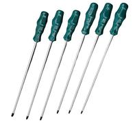 LEKEFETO Set di 6 cacciaviti Torx extra lunghi (300 mm) - acciaio S2 con punta magnetica e manici antiscivolo per artigianato professionale - T15, T20, T25, T27, T30, T40