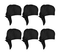 LEKEFETO Set di 6 cappelli da cuoco da uomo e da donna, bandana regolabile, colore nero, berretto igienico, traspirante, per ristoranti, hotel, scuole, cucine, Nero , NEIN