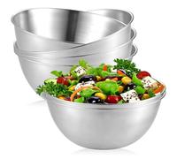 LEKEFETO Set di 6 ciotole in acciaio inox: ciotola di miscelazione con marcatori di misurazione in acciaio inox, ciotola per insalata spessa e multifunzione (16,8 x 6,8 x 8,5 cm)