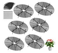 LEKEFETO Set di 6 griglie di protezione rotonde per vasi da fiori, 30 cm, supporto per gatti, bambini e animali domestici, colore: nero