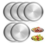 LEKEFETO Set di 6 piatti in acciaio inox Ø 20 cm | stoviglie da campeggio antiruggine per picnic, cucina e attività all'aperto, lavabili in lavastoviglie e leggere