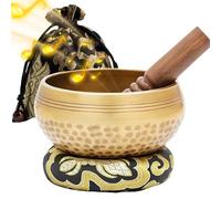 LEKEFETO Set di campane tibetane martellate a mano in Nepal per meditazione, singing bowl con bacchetta in legno, per yoga, meditazione e relax, Ø 8 cm