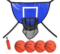 LEKEFETO Set di cestini da basket per trampolino, 49 x 36 cm, mini con 4 palline + pompa per palloni, accessori impermeabili (blu)